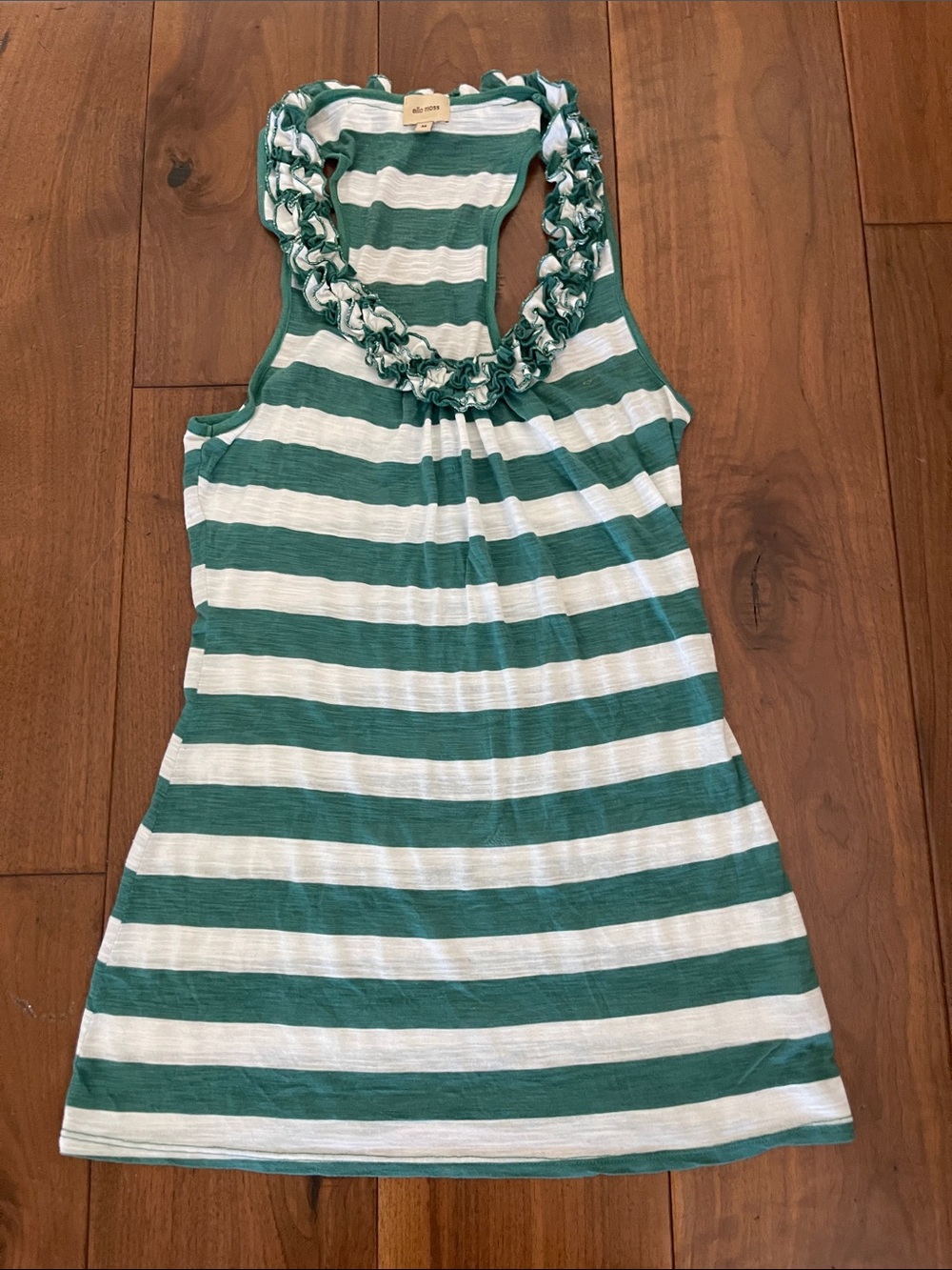 Ella Moss Green & White Striped Ruffle Tank Dress